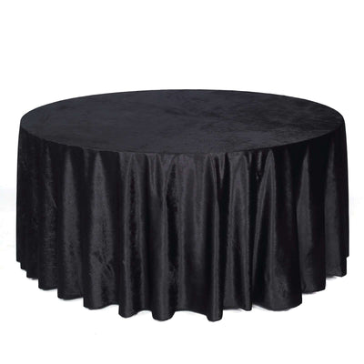 Premium Velvet 120" Round Tablecloth Black - Reusable Soft & Seamless Table Cover for Upscale Events - Linen Luxes