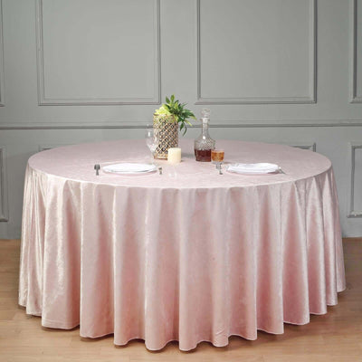 Premium Velvet 120" Round Tablecloth Blush - Reusable Soft & Seamless Table Cover - Linen Luxes