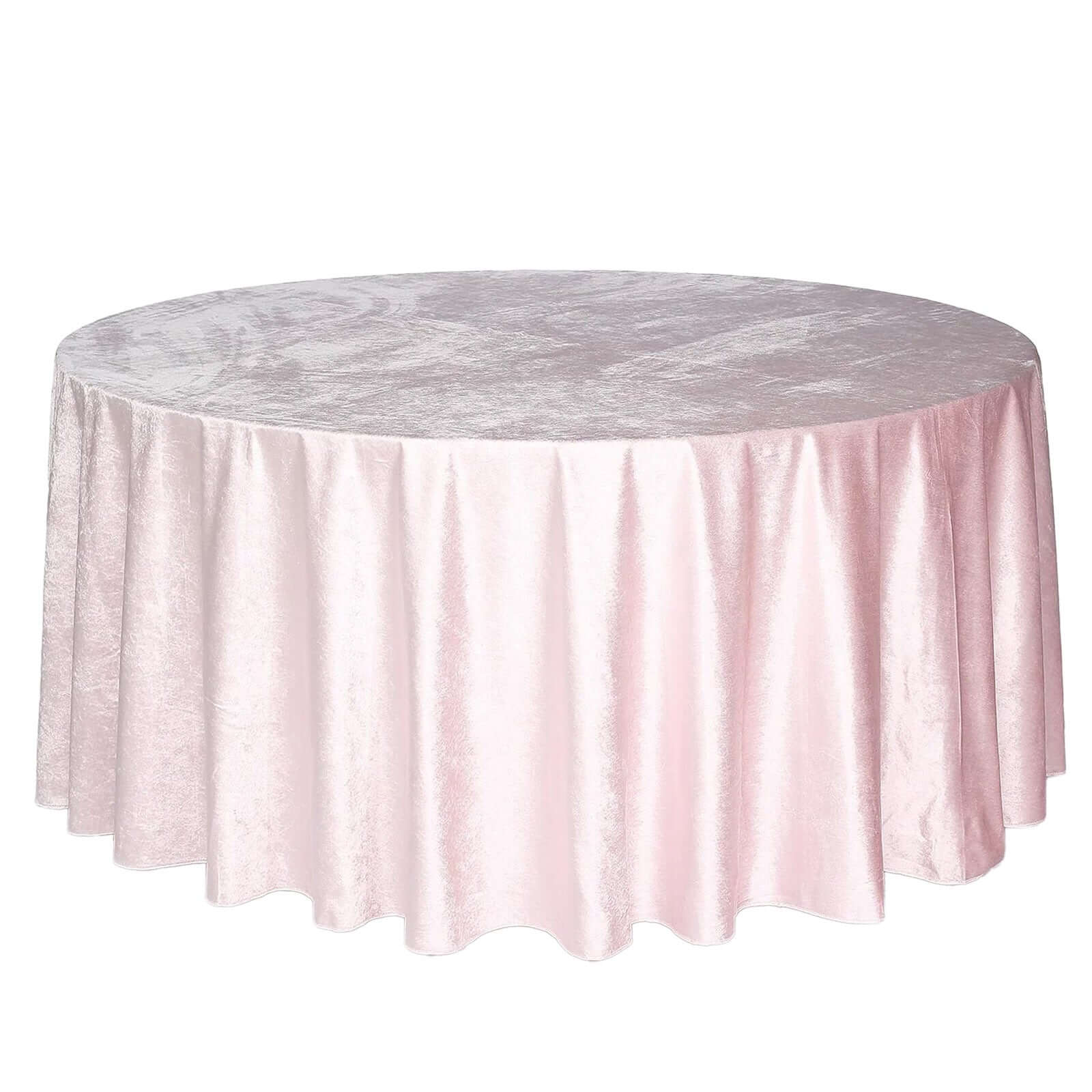 Premium Velvet 120" Round Tablecloth Blush - Reusable Soft & Seamless Table Cover - Linen Luxes