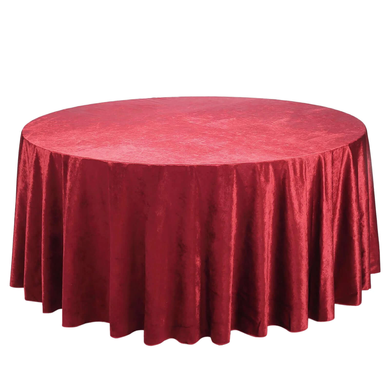 Premium Velvet 120" Round Tablecloth Burgundy - Reusable Soft & Seamless Table Cover - Linen Luxes