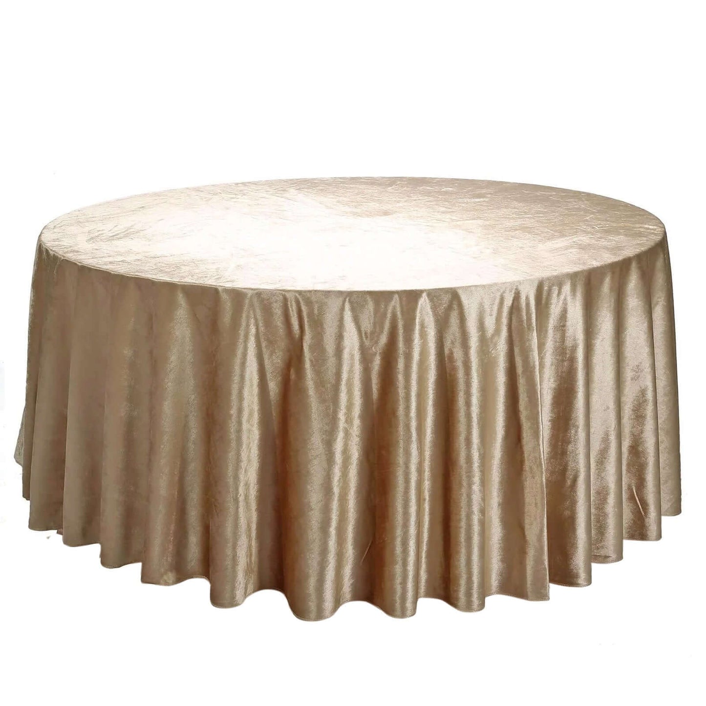 Premium Velvet 120" Round Tablecloth Champagne - Reusable Soft & Seamless Table Cover - Linen Luxes
