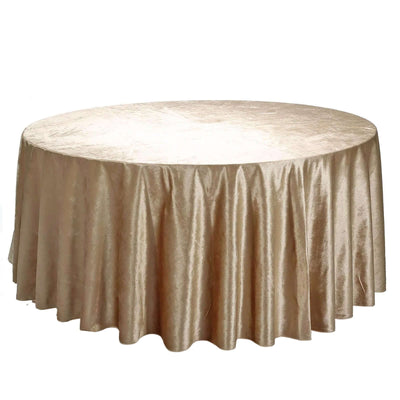 Premium Velvet 120" Round Tablecloth Champagne - Reusable Soft & Seamless Table Cover - Linen Luxes