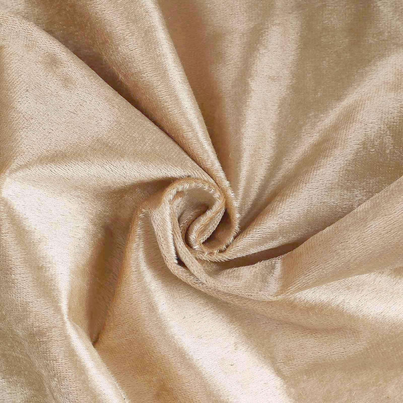 Premium Velvet 120" Round Tablecloth Champagne - Reusable Soft & Seamless Table Cover - Linen Luxes