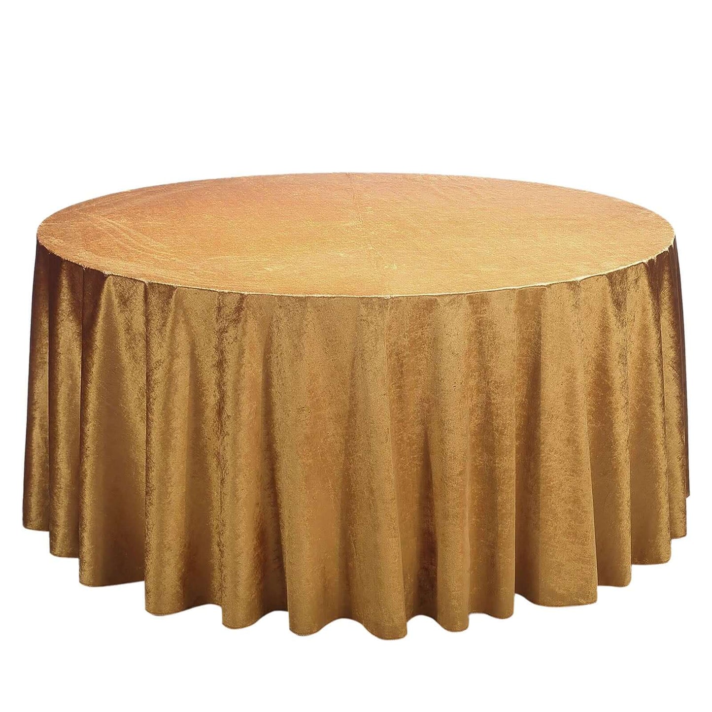 Premium Velvet 120" Round Tablecloth Gold - Reusable Soft & Seamless Table Cover for Upscale Events - Linen Luxes