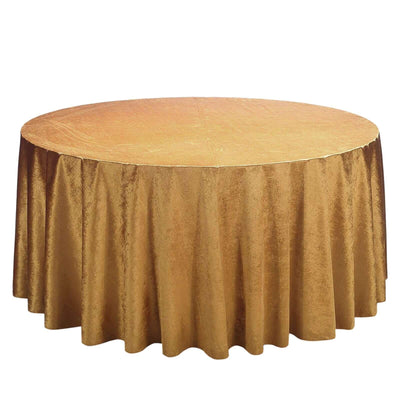 Premium Velvet 120" Round Tablecloth Gold - Reusable Soft & Seamless Table Cover for Upscale Events - Linen Luxes