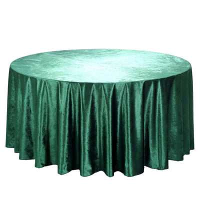 Premium Velvet 120" Round Tablecloth Hunter Emerald Green - Reusable Soft & Seamless Table Cover - Linen Luxes