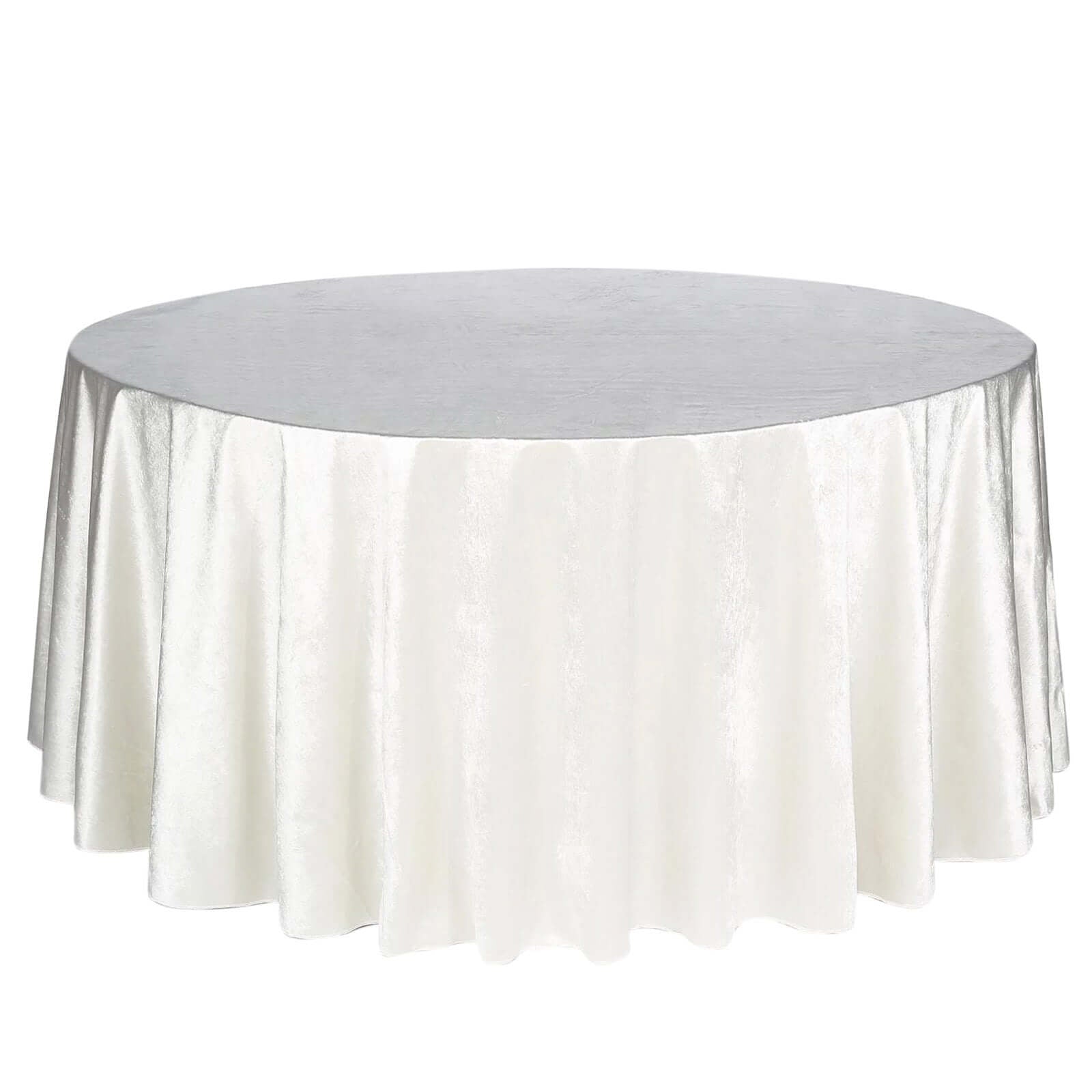 Premium Velvet 120" Round Tablecloth Ivory - Reusable Soft & Seamless Table Cover - Linen Luxes