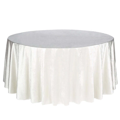 Premium Velvet 120" Round Tablecloth Ivory - Reusable Soft & Seamless Table Cover - Linen Luxes