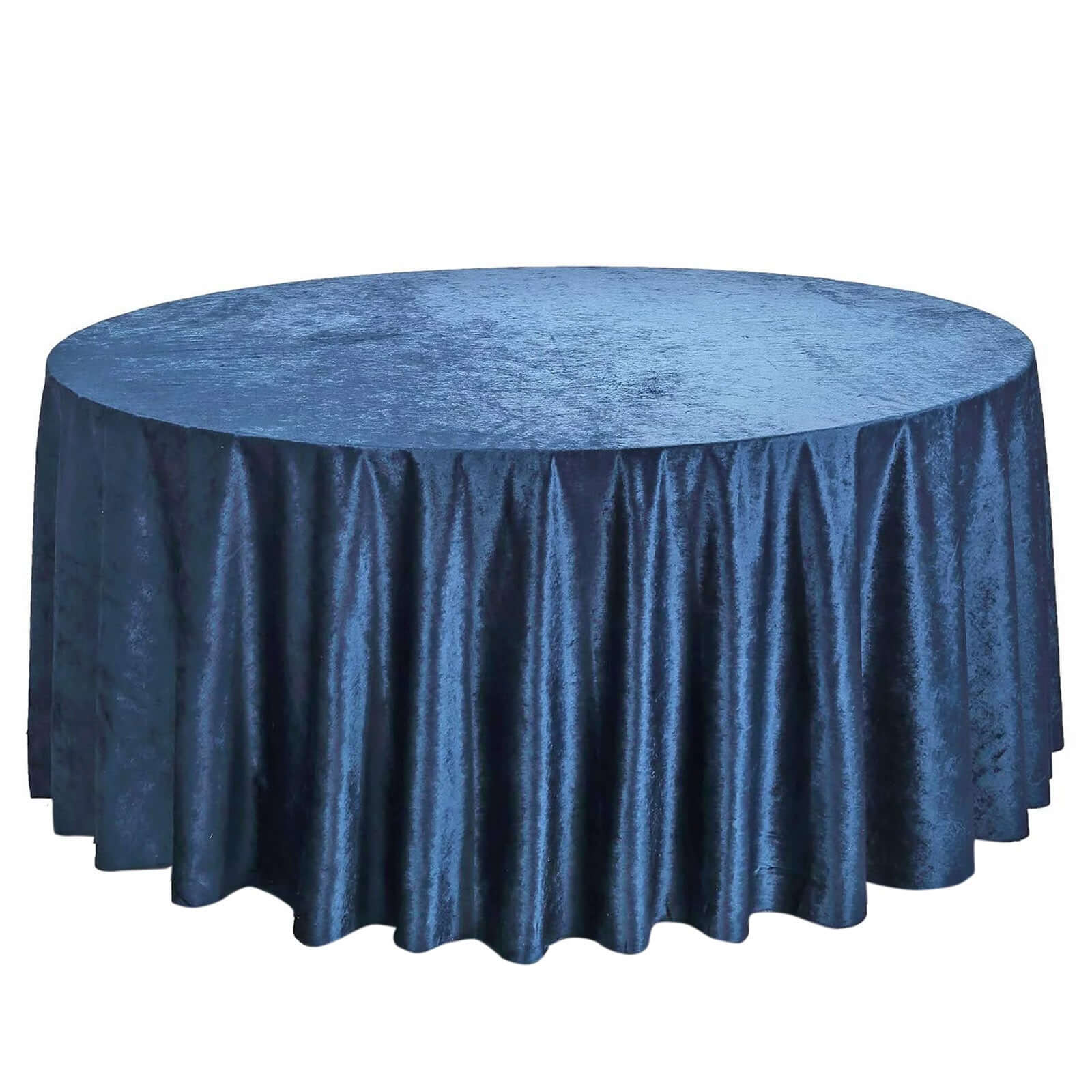 Premium Velvet 120" Round Tablecloth Navy Blue - Reusable Soft & Seamless Table Cover - Linen Luxes