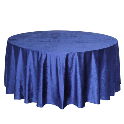 Premium Velvet 120" Round Tablecloth Royal Blue - Reusable Soft & Seamless Table Cover - Linen Luxes