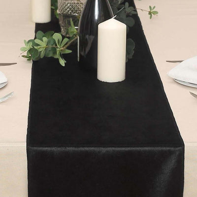 Premium Velvet 12"x108" Table Runner Black - Sheen Finish Reusable Table Decor - Linen Luxes