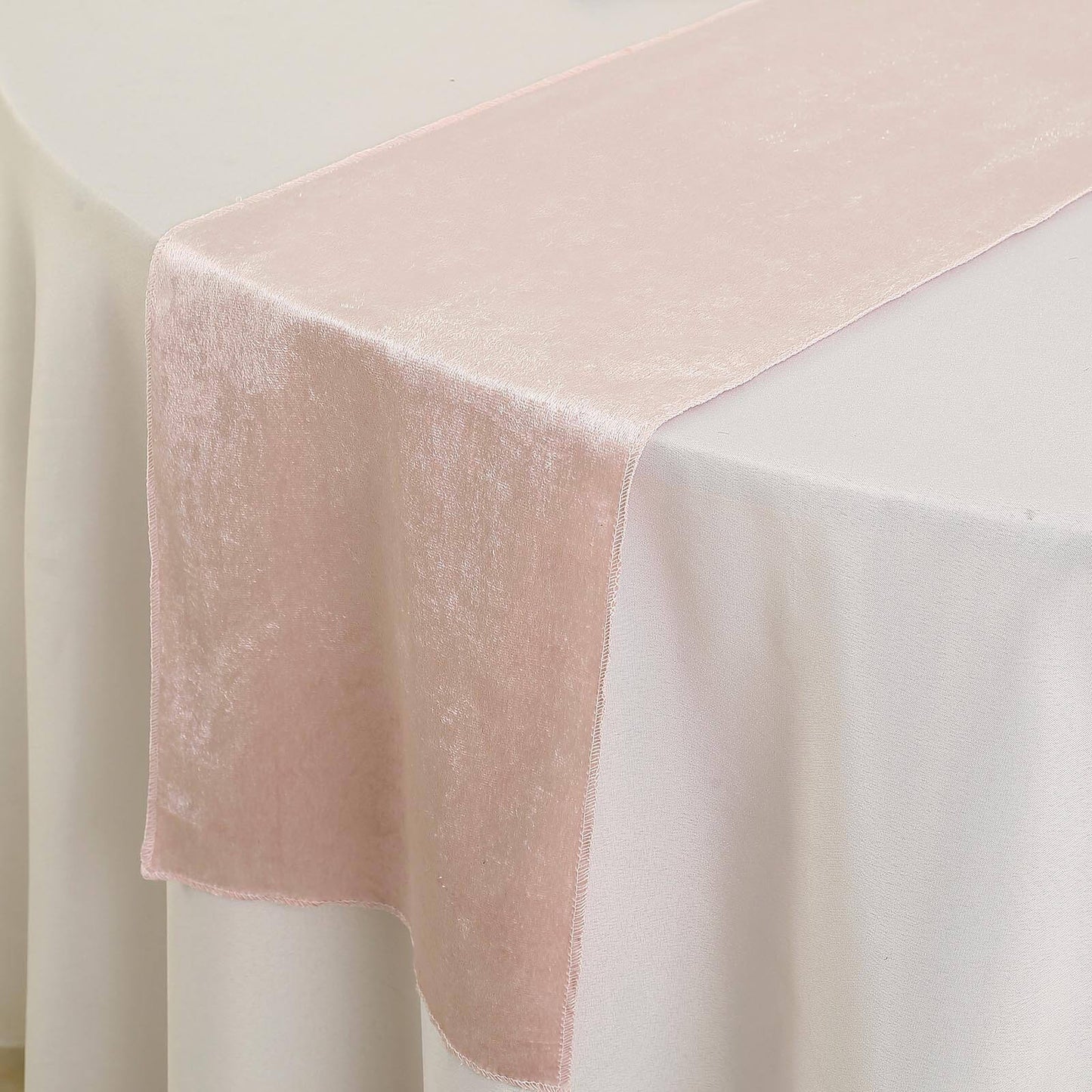 Premium Velvet 12"x108" Table Runner Blush - Sheen Finish Reusable Table Decor - Linen Luxes
