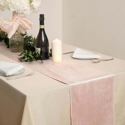 Premium Velvet 12"x108" Table Runner Blush - Sheen Finish Reusable Table Decor - Linen Luxes