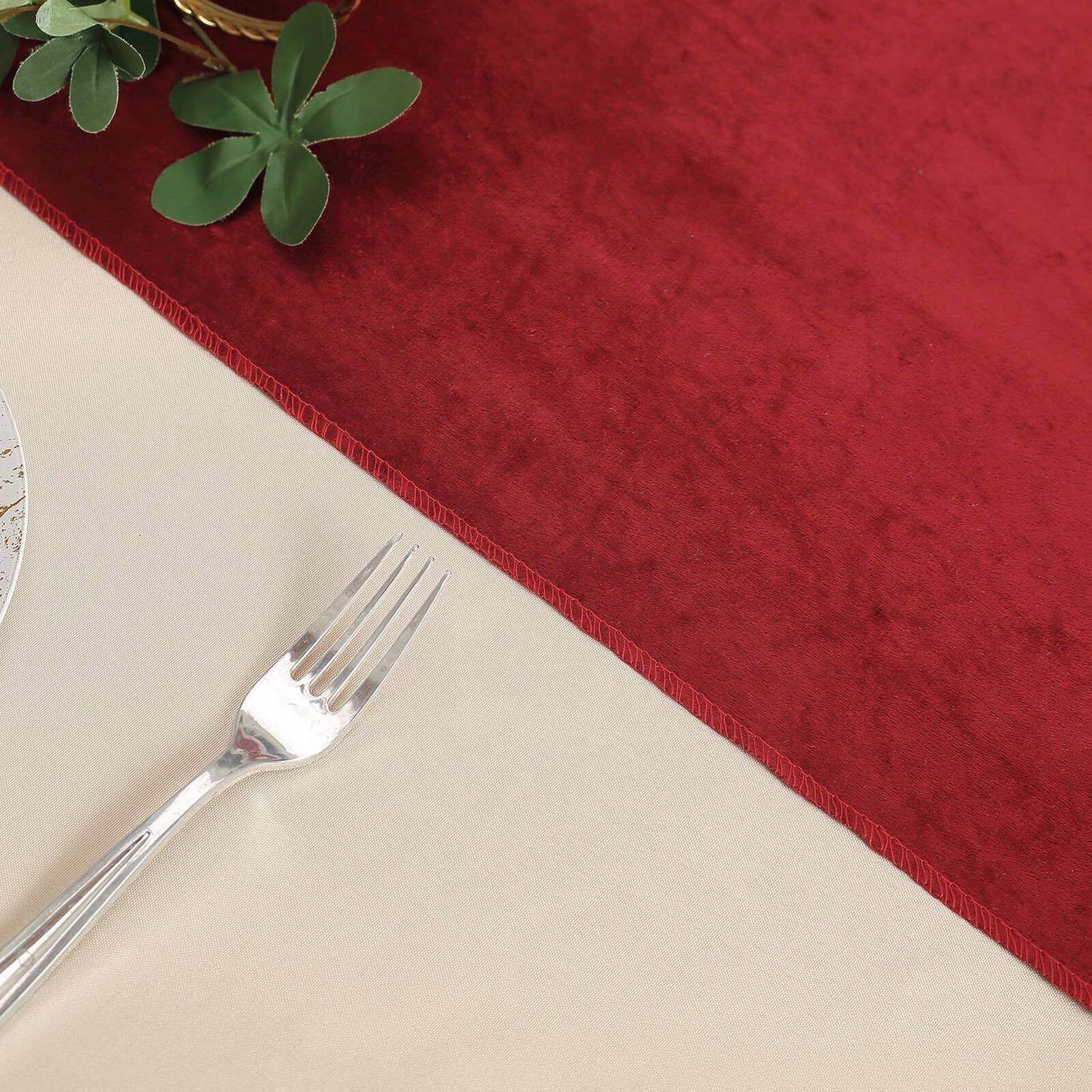 Premium Velvet 12"x108" Table Runner Burgundy - Sheen Finish Reusable Table Decor - Linen Luxes