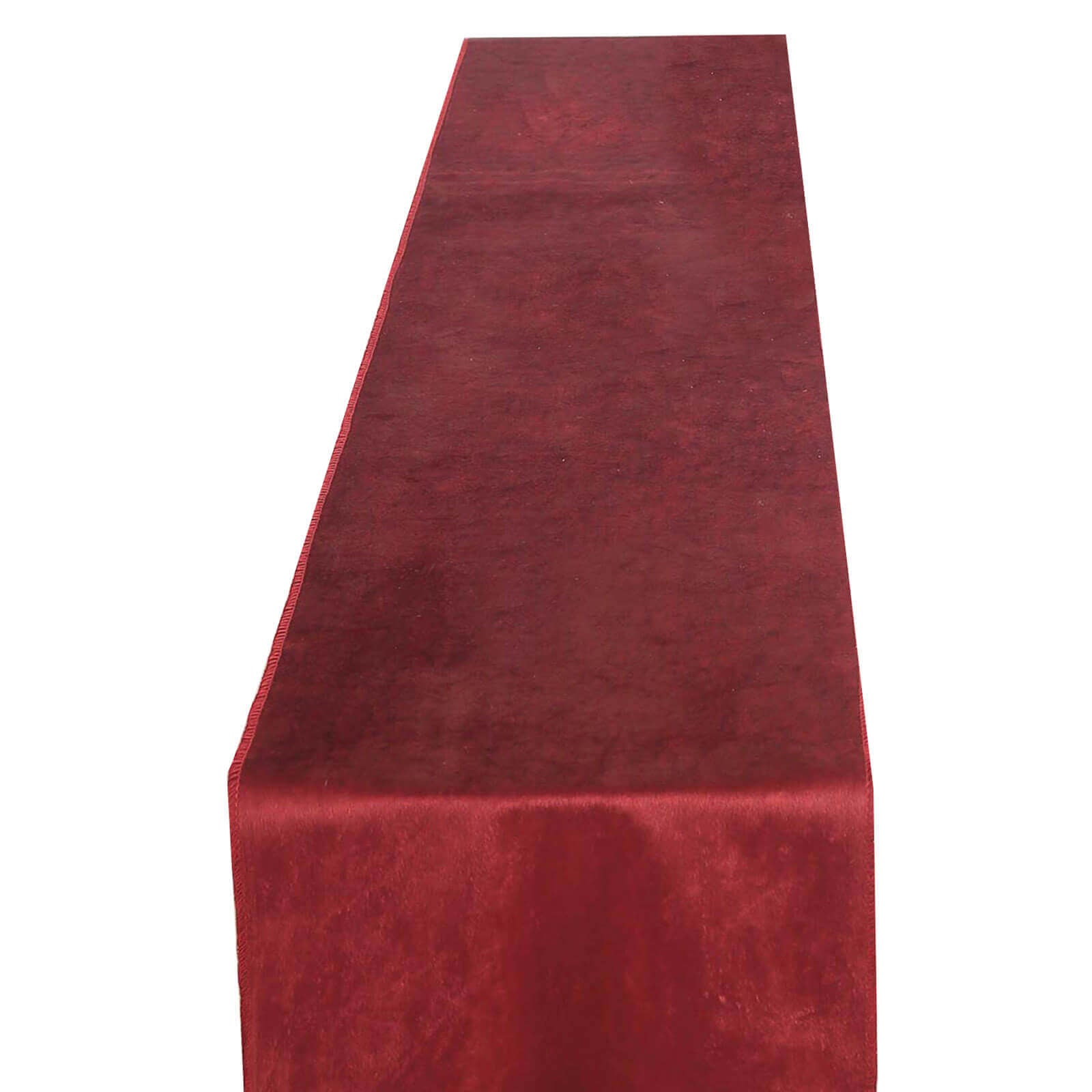 Premium Velvet 12"x108" Table Runner Burgundy - Sheen Finish Reusable Table Decor - Linen Luxes