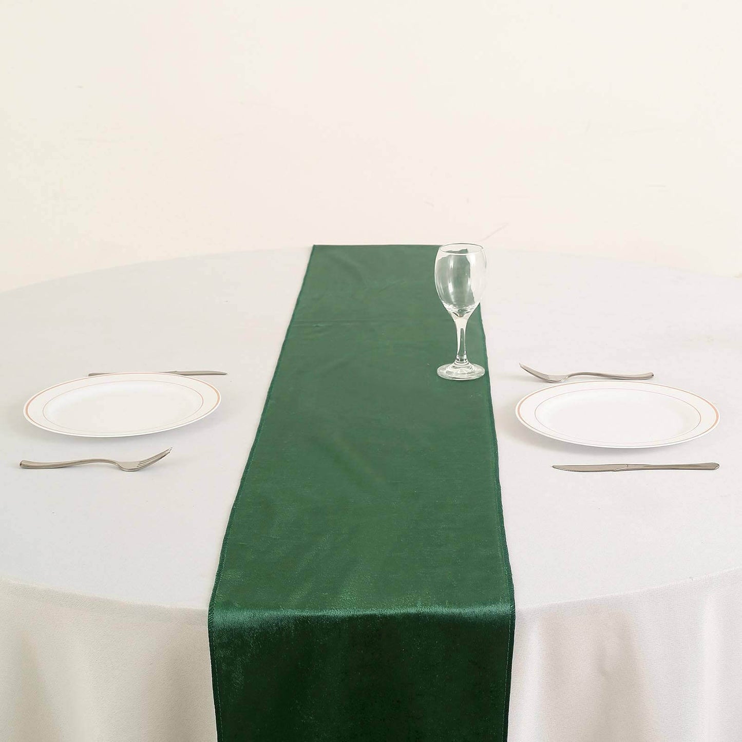 Premium Velvet 12"x108" Table Runner Hunter Emerald Green - Sheen Finish Reusable Table Decor - Linen Luxes