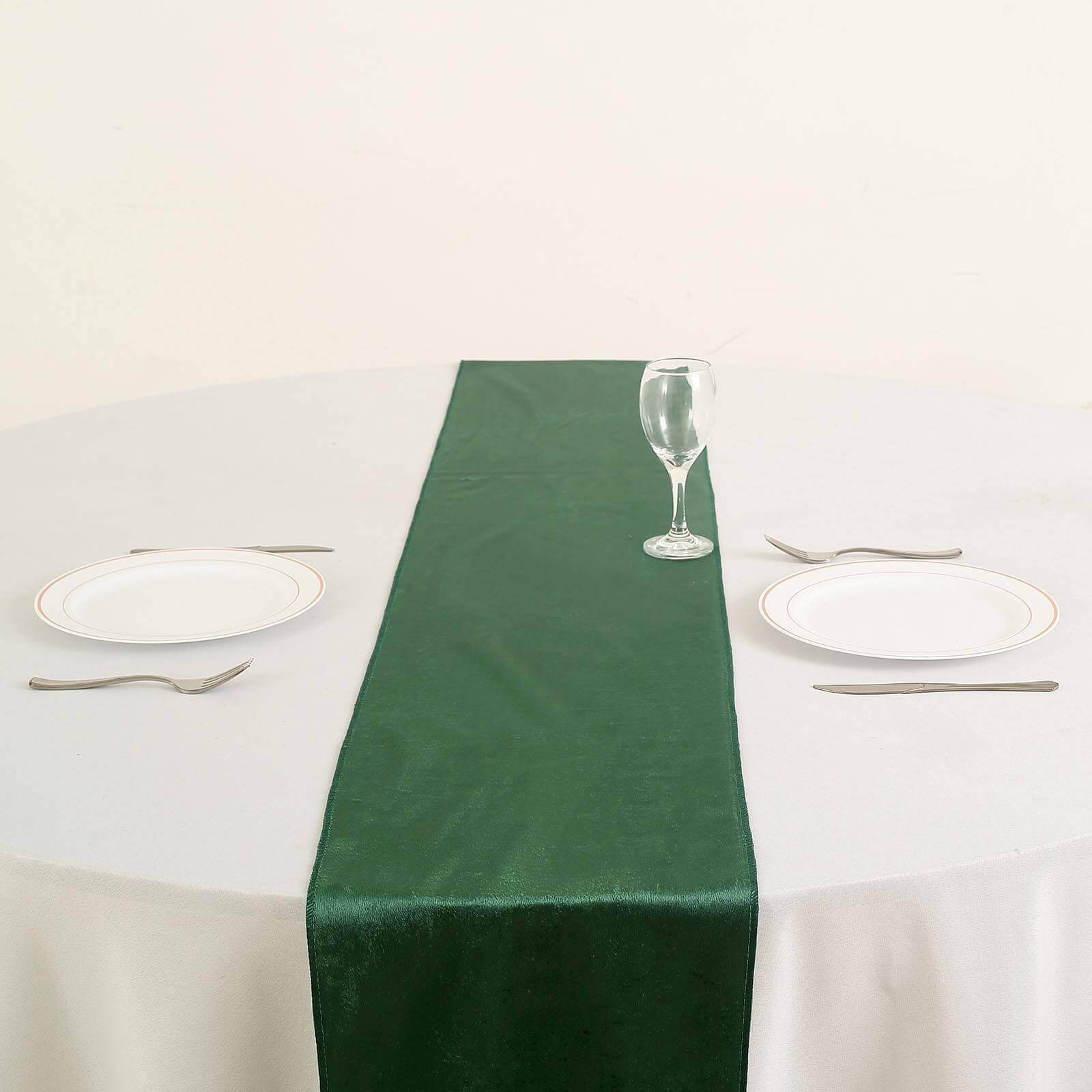 Premium Velvet 12"x108" Table Runner Hunter Emerald Green - Sheen Finish Reusable Table Decor - Linen Luxes