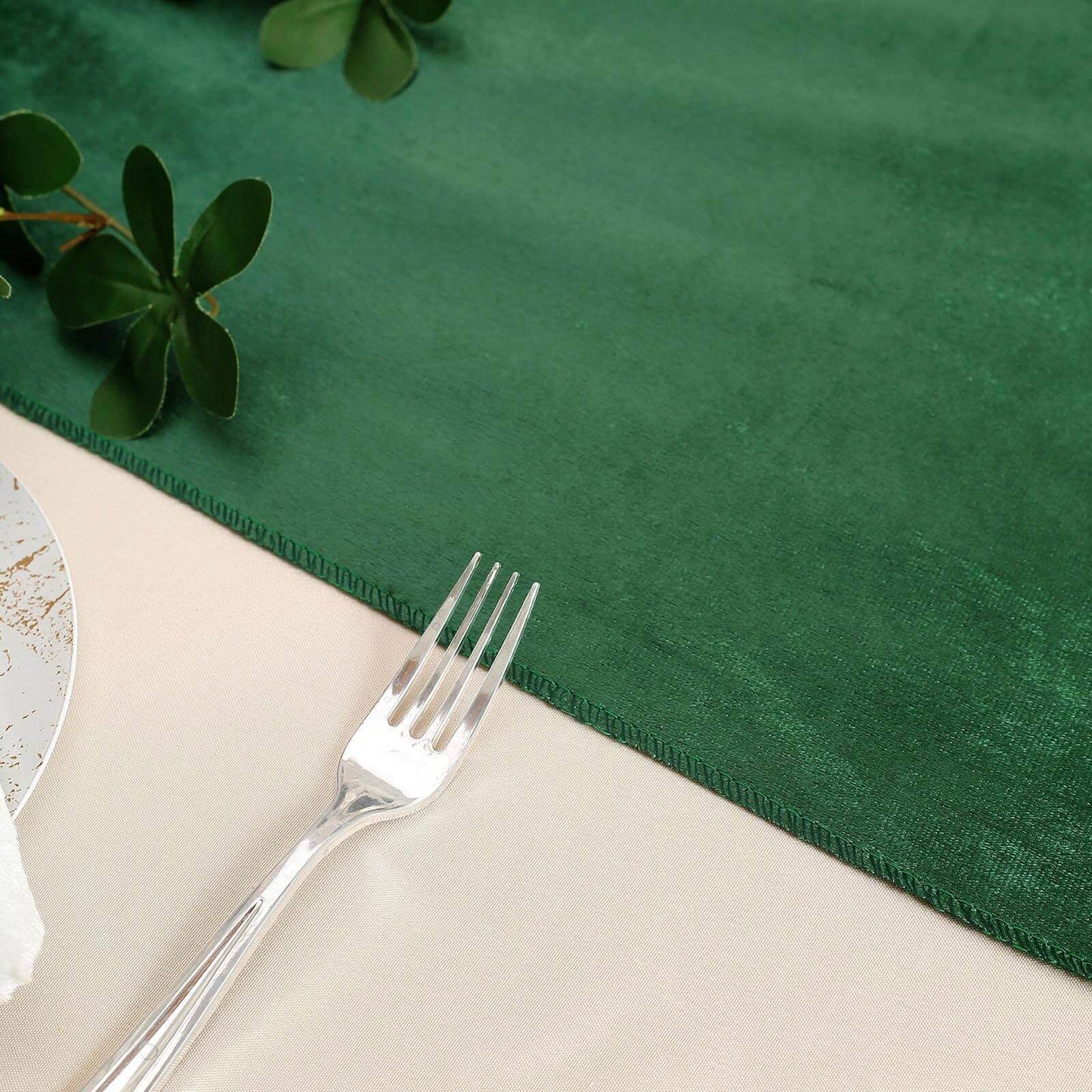 Premium Velvet 12"x108" Table Runner Hunter Emerald Green - Sheen Finish Reusable Table Decor - Linen Luxes