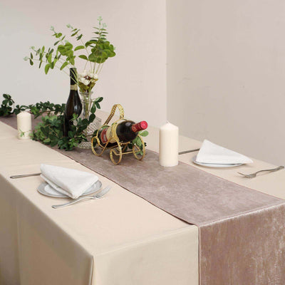 Premium Velvet 12"x108" Table Runner Mauve - Sheen Finish Reusable Table Decor - Linen Luxes