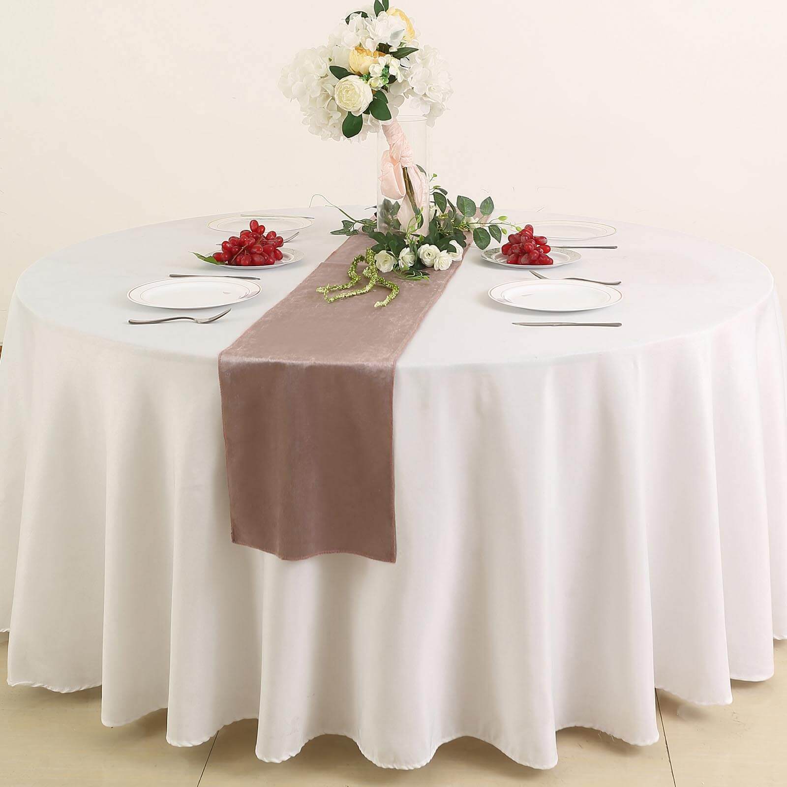 Premium Velvet 12"x108" Table Runner Mauve - Sheen Finish Reusable Table Decor - Linen Luxes