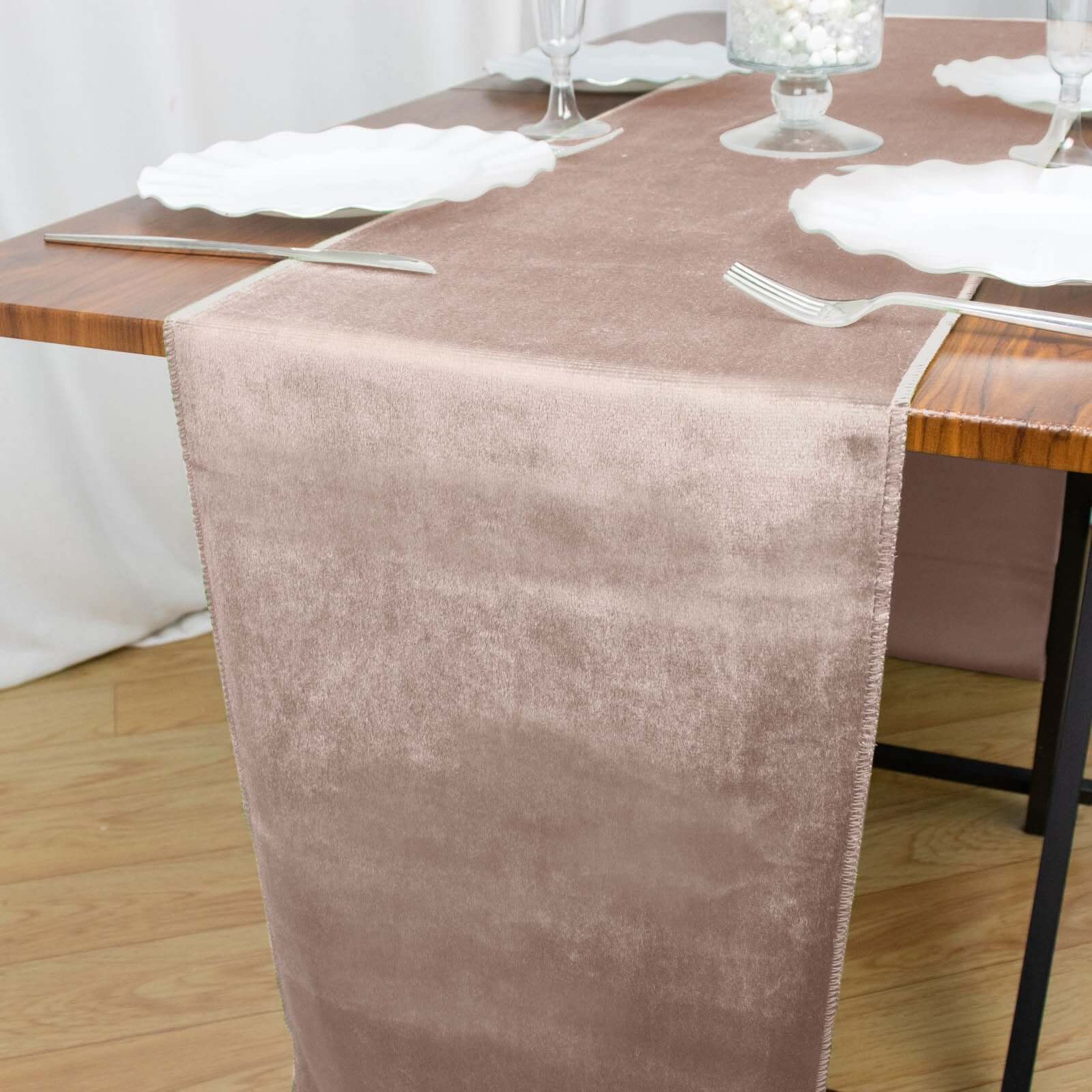 Premium Velvet 12"x108" Table Runner Mauve - Sheen Finish Reusable Table Decor - Linen Luxes