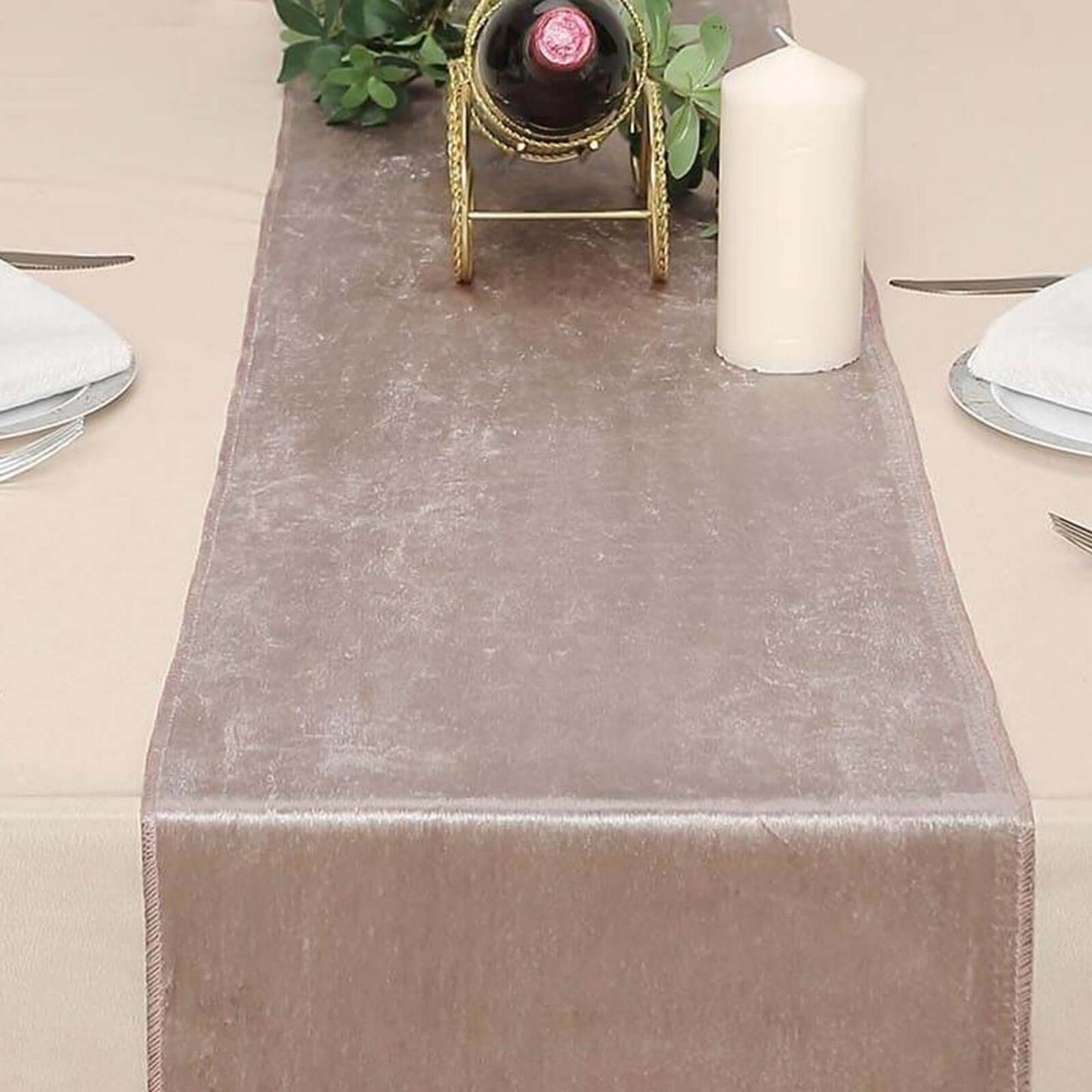 Premium Velvet 12"x108" Table Runner Mauve - Sheen Finish Reusable Table Decor - Linen Luxes