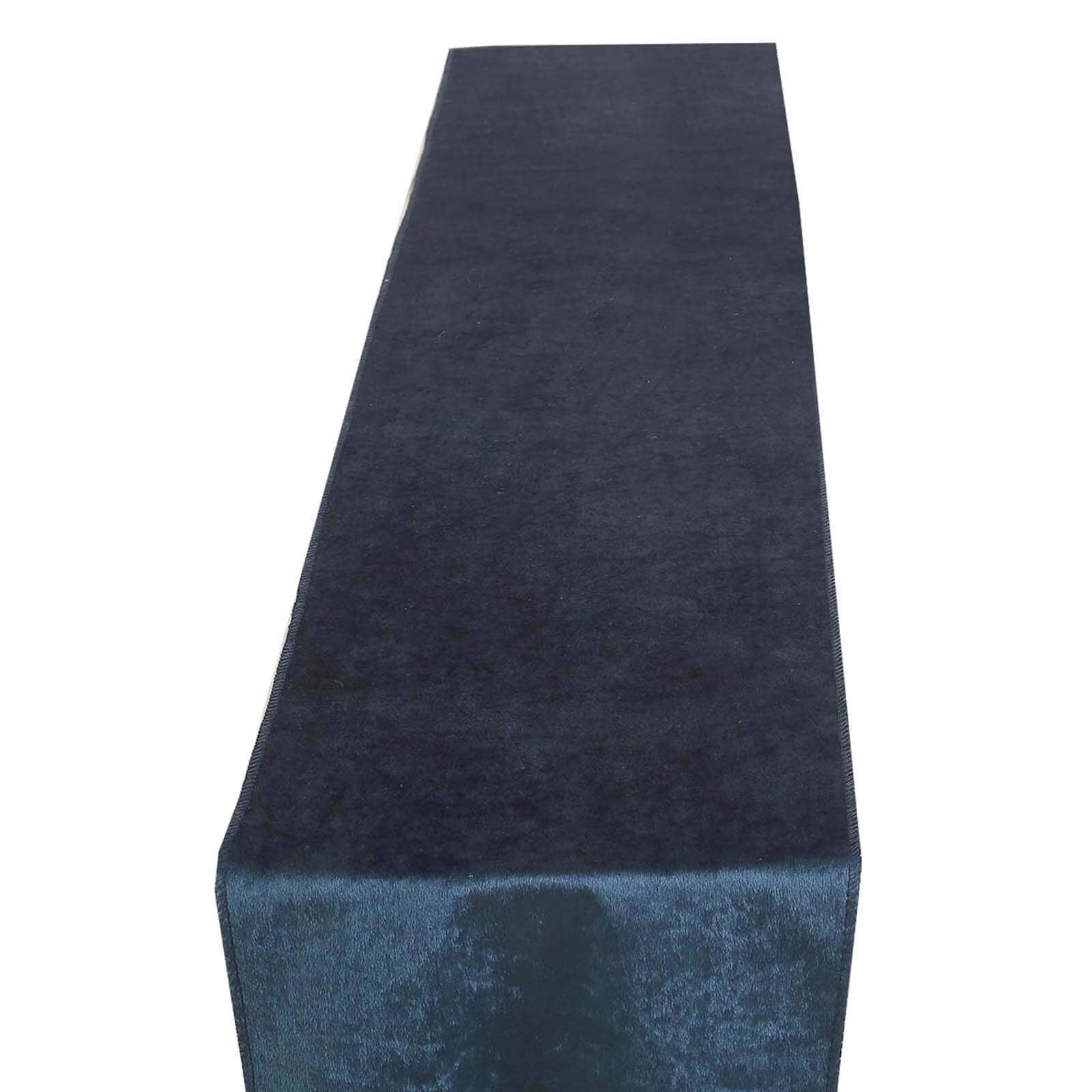 Premium Velvet 12"x108" Table Runner Navy Blue - Sheen Finish Reusable Table Decor - Linen Luxes