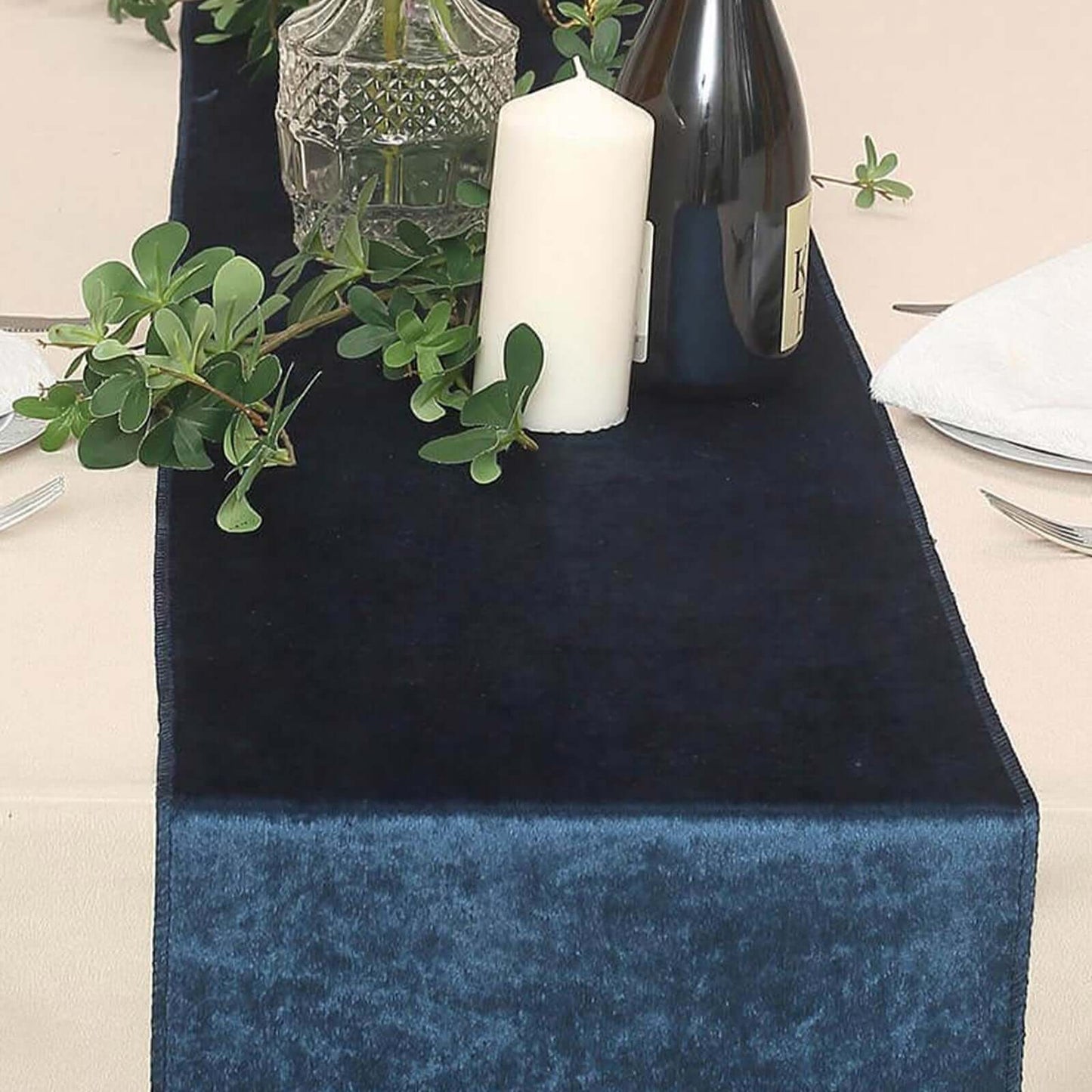 Premium Velvet 12"x108" Table Runner Navy Blue - Sheen Finish Reusable Table Decor - Linen Luxes