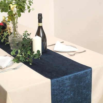 Premium Velvet 12"x108" Table Runner Navy Blue - Sheen Finish Reusable Table Decor - Linen Luxes