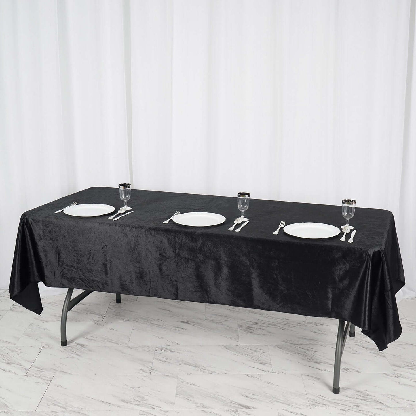 Premium Velvet 60"x102" Rectangle Tablecloth Black - Reusable & Soft Table Cover for Stylish Events - Linen Luxes