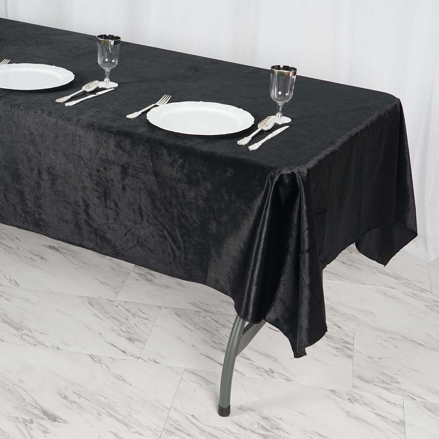 Premium Velvet 60"x102" Rectangle Tablecloth Black - Reusable & Soft Table Cover for Stylish Events - Linen Luxes