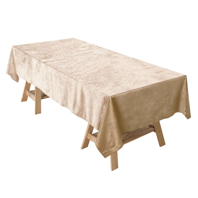 Premium Velvet 60"x102" Rectangle Tablecloth Champagne - Reusable & Soft Table Cover - Linen Luxes