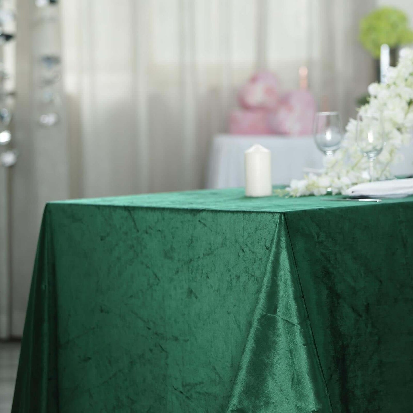 Premium Velvet 60"x102" Rectangle Tablecloth Hunter Emerald Green - Reusable & Soft Table Cover - Linen Luxes