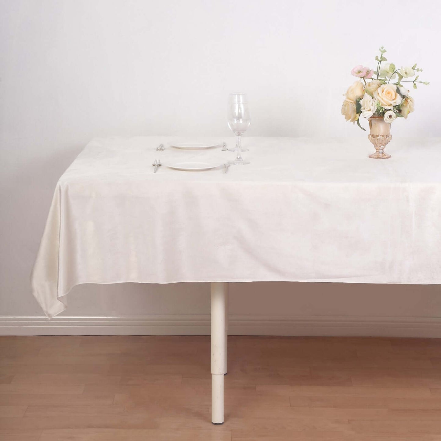 Premium Velvet 60"x102" Rectangle Tablecloth Ivory - Reusable & Soft Table Cover - Linen Luxes