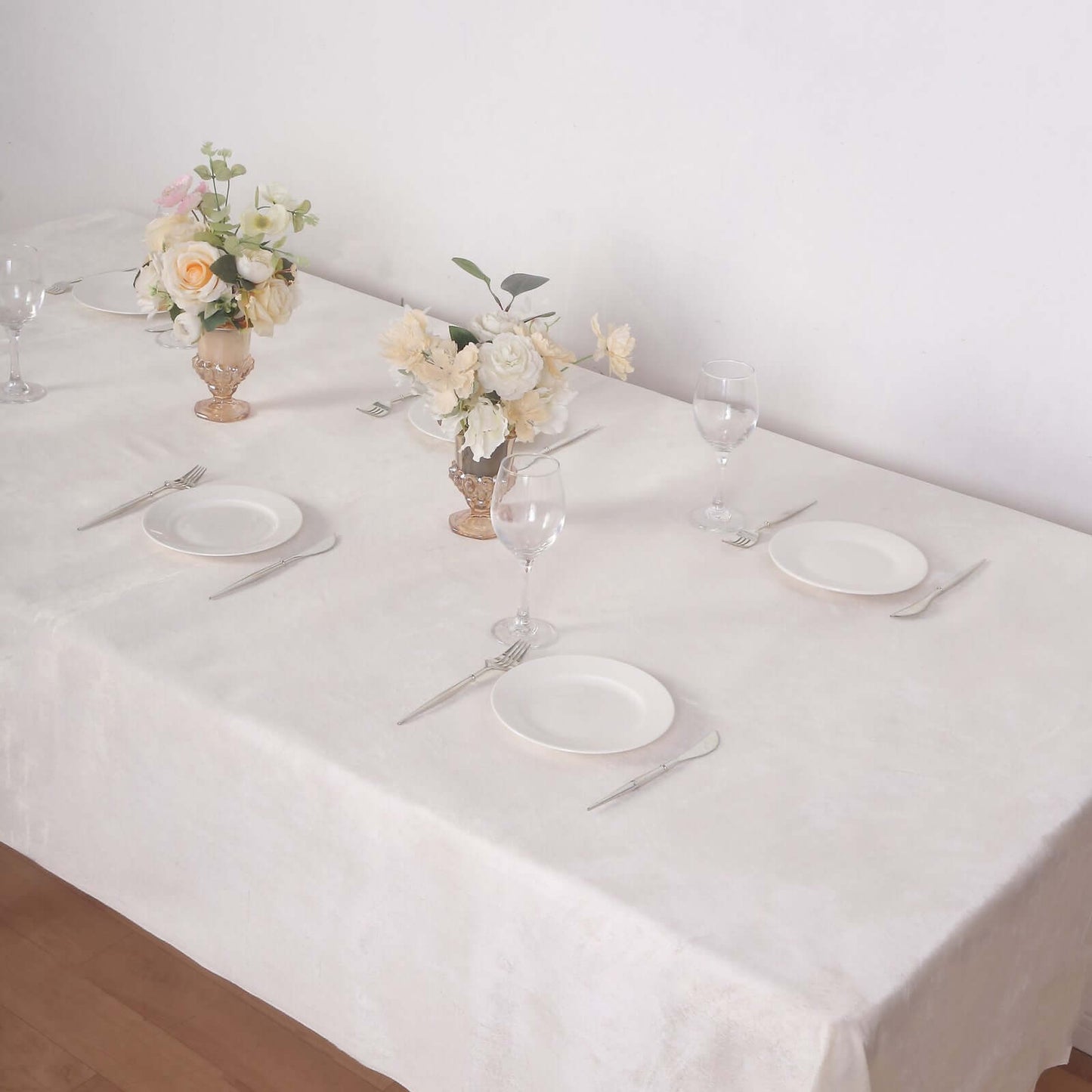 Premium Velvet 60"x102" Rectangle Tablecloth Ivory - Reusable & Soft Table Cover - Linen Luxes