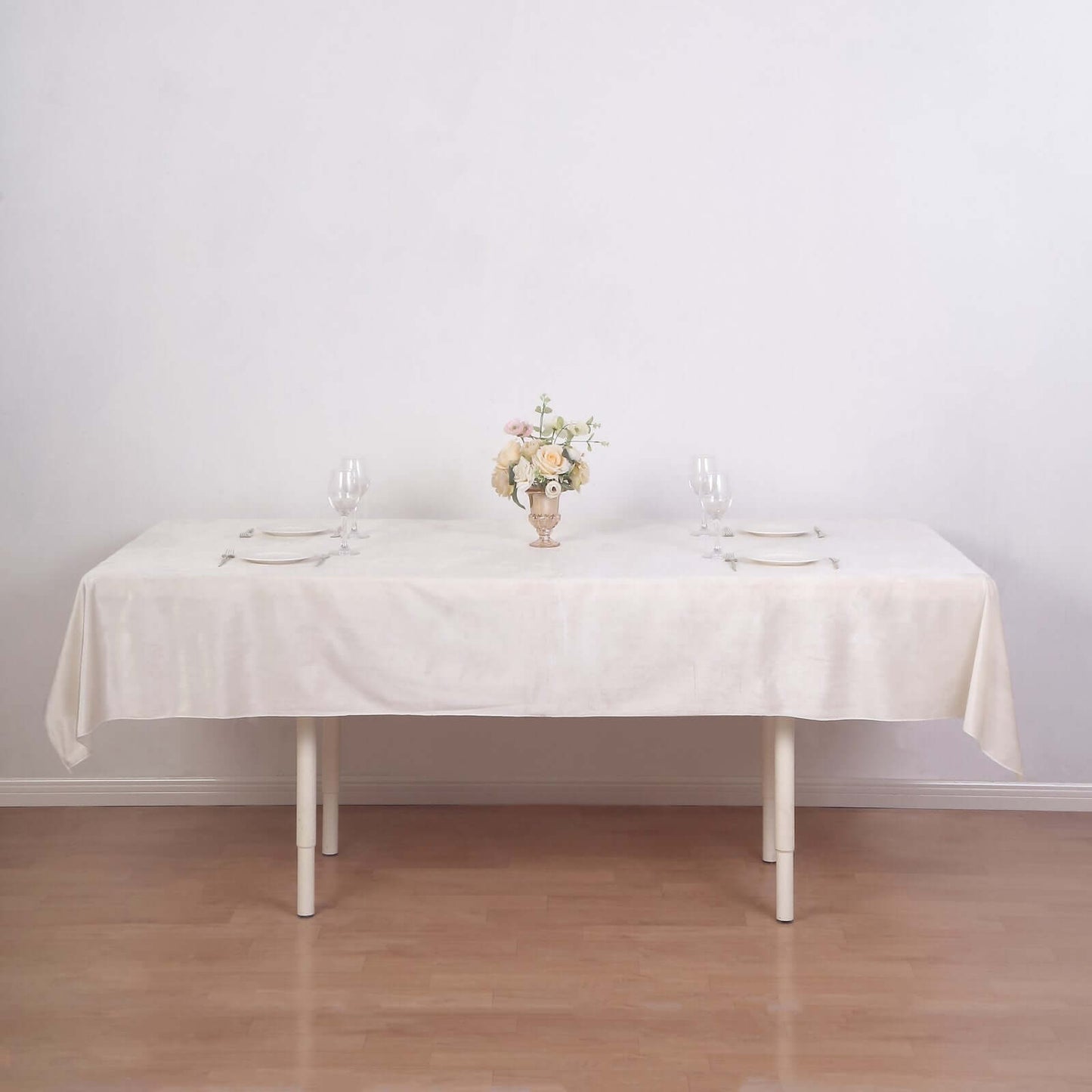 Premium Velvet 60"x102" Rectangle Tablecloth Ivory - Reusable & Soft Table Cover - Linen Luxes