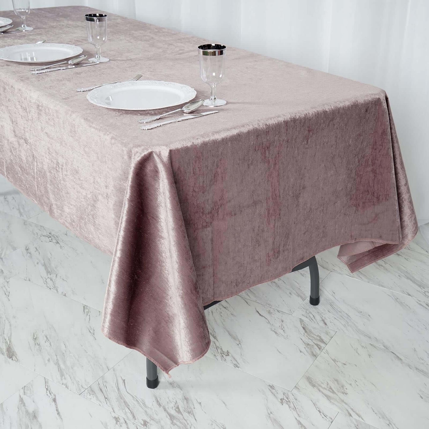 Premium Velvet 60"x102" Rectangle Tablecloth Mauve - Reusable & Soft Table Cover - Linen Luxes