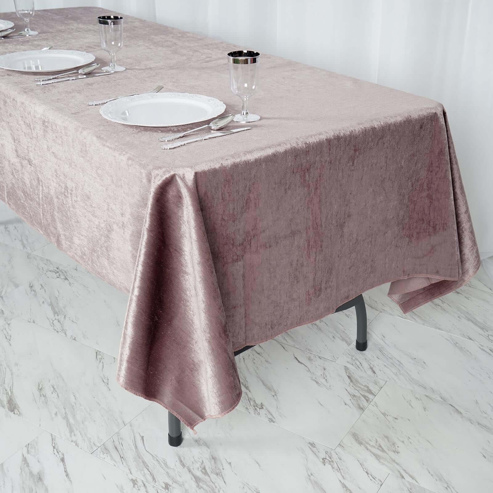 Premium Velvet 60"x102" Rectangle Tablecloth Mauve - Reusable & Soft Table Cover - Linen Luxes
