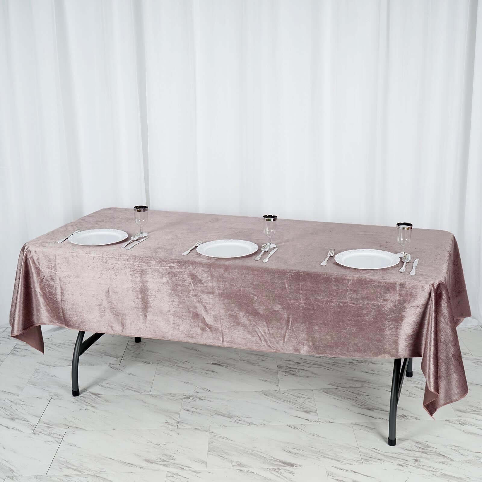 Premium Velvet 60"x102" Rectangle Tablecloth Mauve - Reusable & Soft Table Cover - Linen Luxes