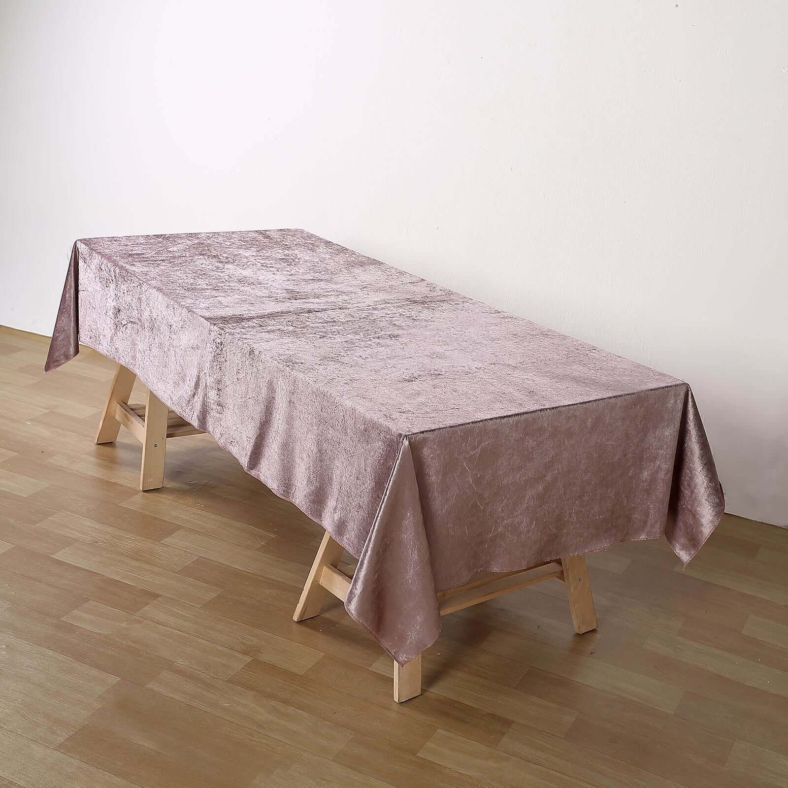 Premium Velvet 60"x102" Rectangle Tablecloth Mauve - Reusable & Soft Table Cover - Linen Luxes