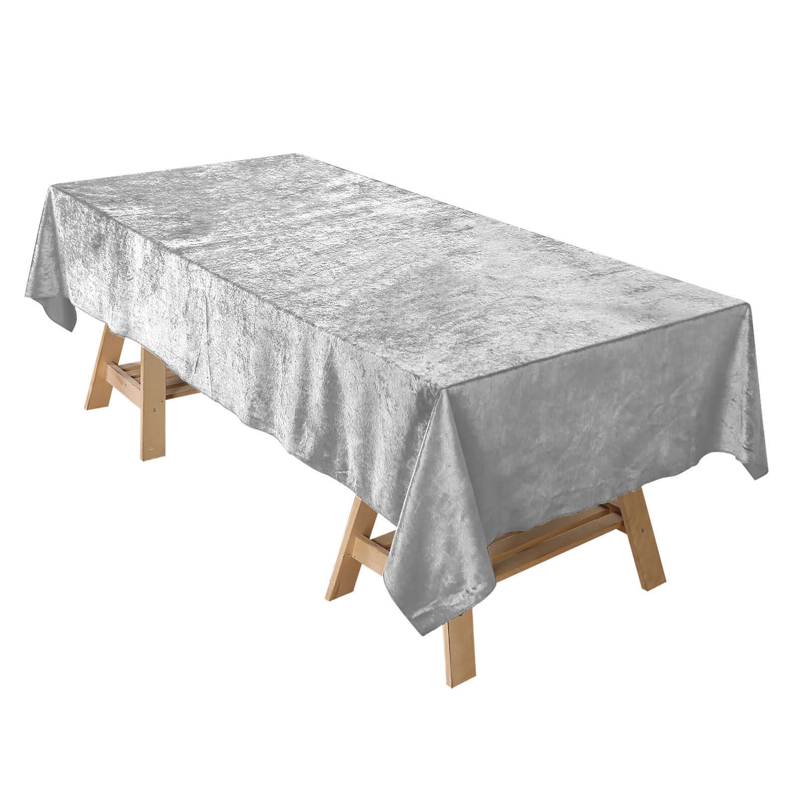 Premium Velvet 60"x102" Rectangle Tablecloth Silver - Reusable & Soft Table Cover - Linen Luxes