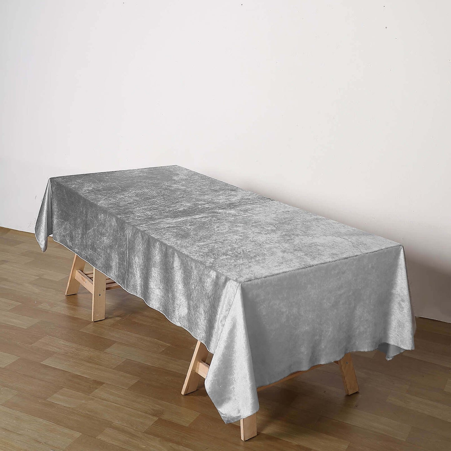Premium Velvet 60"x102" Rectangle Tablecloth Silver - Reusable & Soft Table Cover - Linen Luxes