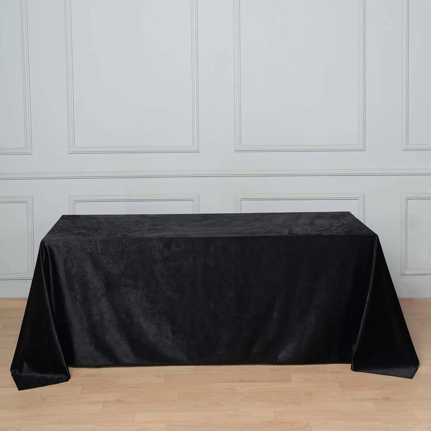 Premium Velvet 90"x132" Rectangle Tablecloth Black - Reusable Soft & Polished Seamless Table Cover for Luxury Weddings & Events - Linen Luxes