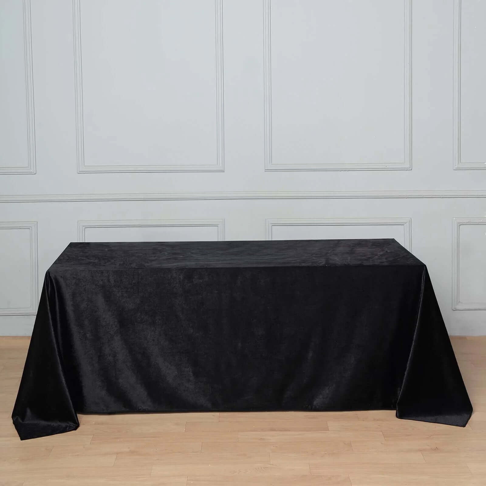Premium Velvet 90"x132" Rectangle Tablecloth Black - Reusable Soft & Polished Seamless Table Cover for Luxury Weddings & Events - Linen Luxes