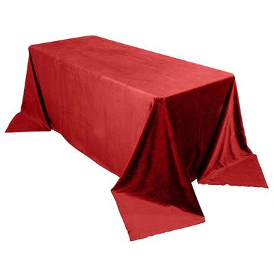 Premium Velvet 90"x132" Rectangle Tablecloth Burgundy - Reusable Soft & Seamless Table Cover - Linen Luxes