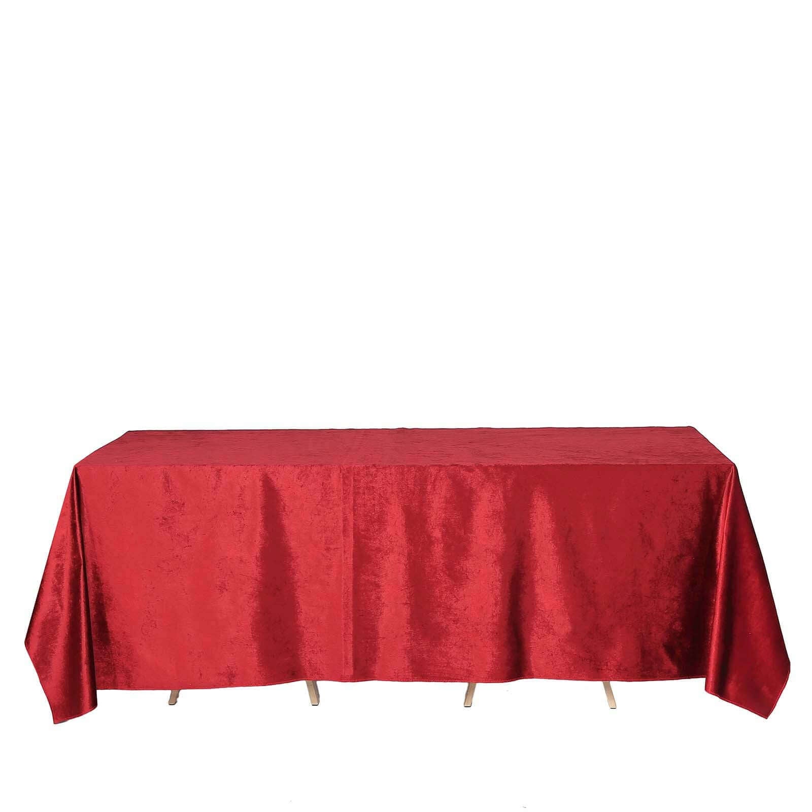 Premium Velvet 90"x132" Rectangle Tablecloth Burgundy - Reusable Soft & Seamless Table Cover - Linen Luxes