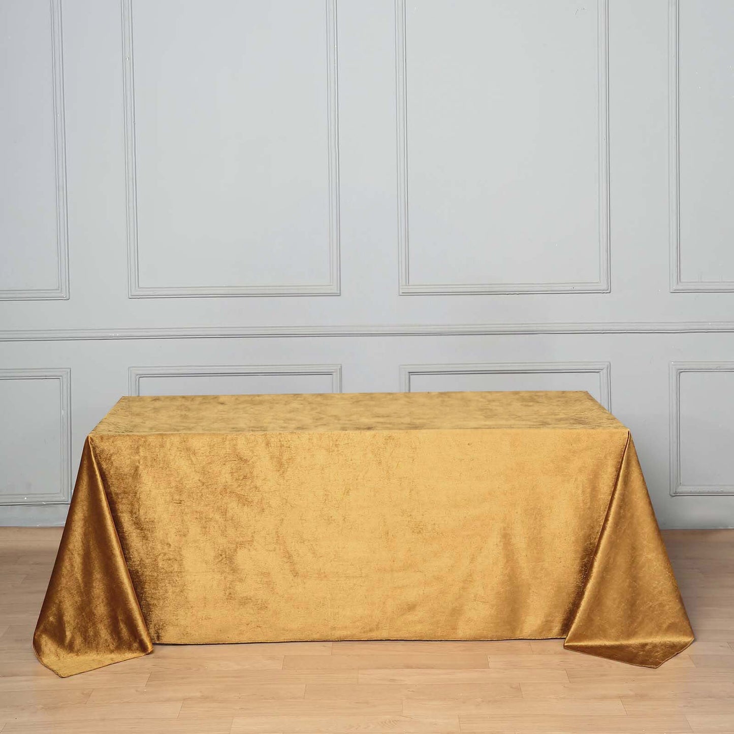 Premium Velvet 90"x132" Rectangle Tablecloth Gold - Reusable Soft & Polished Seamless Table Cover for Luxury Weddings & Events - Linen Luxes