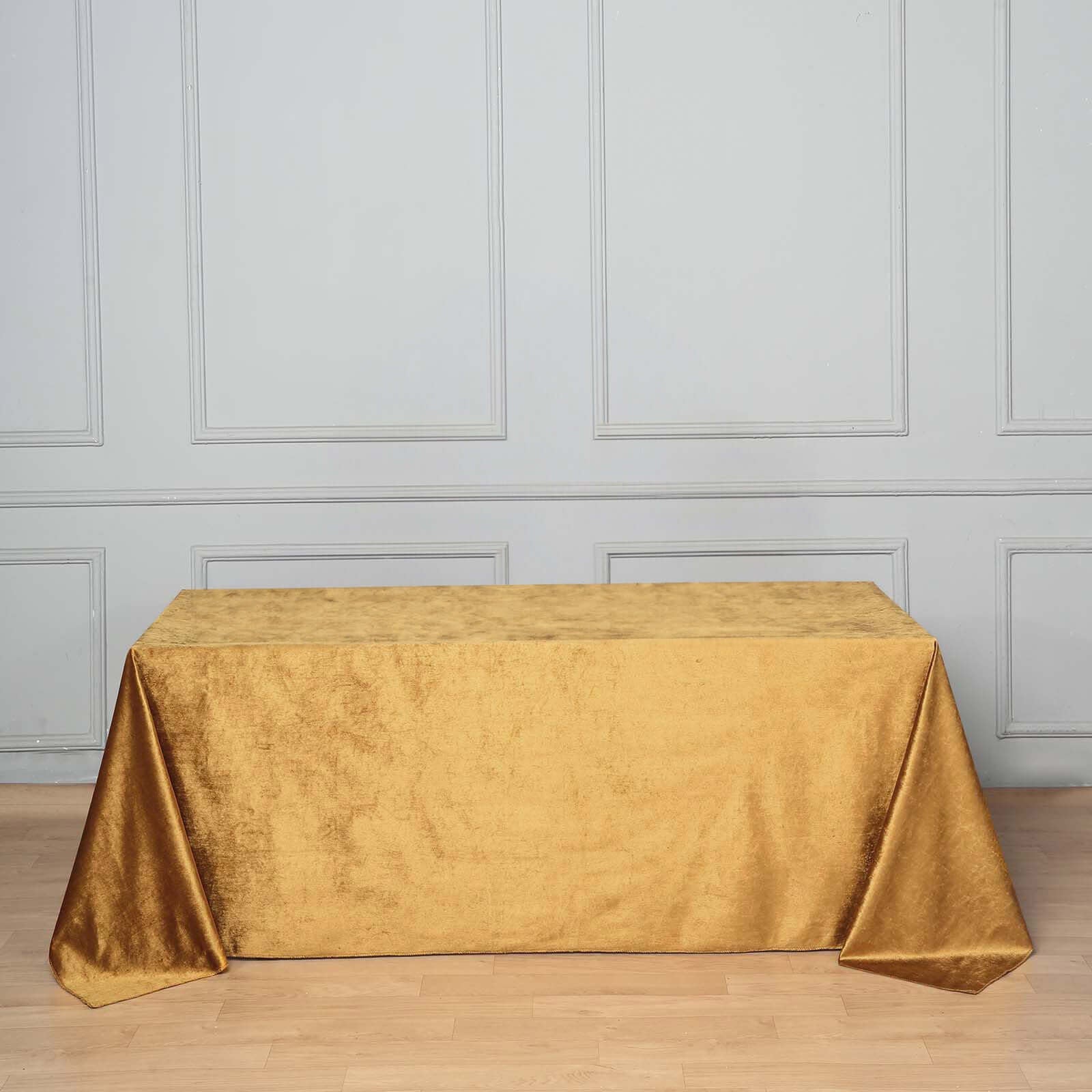 Premium Velvet 90"x132" Rectangle Tablecloth Gold - Reusable Soft & Polished Seamless Table Cover for Luxury Weddings & Events - Linen Luxes