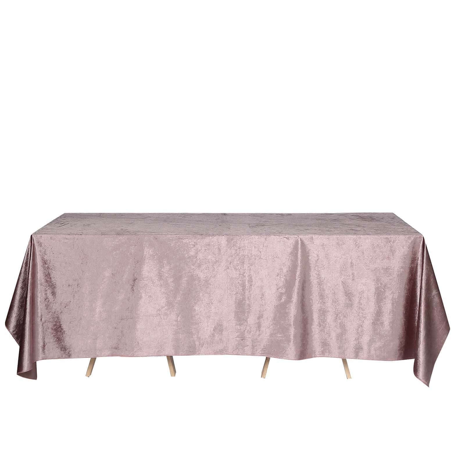 Premium Velvet 90"x132" Rectangle Tablecloth Mauve - Reusable Soft & Seamless Table Cover - Linen Luxes