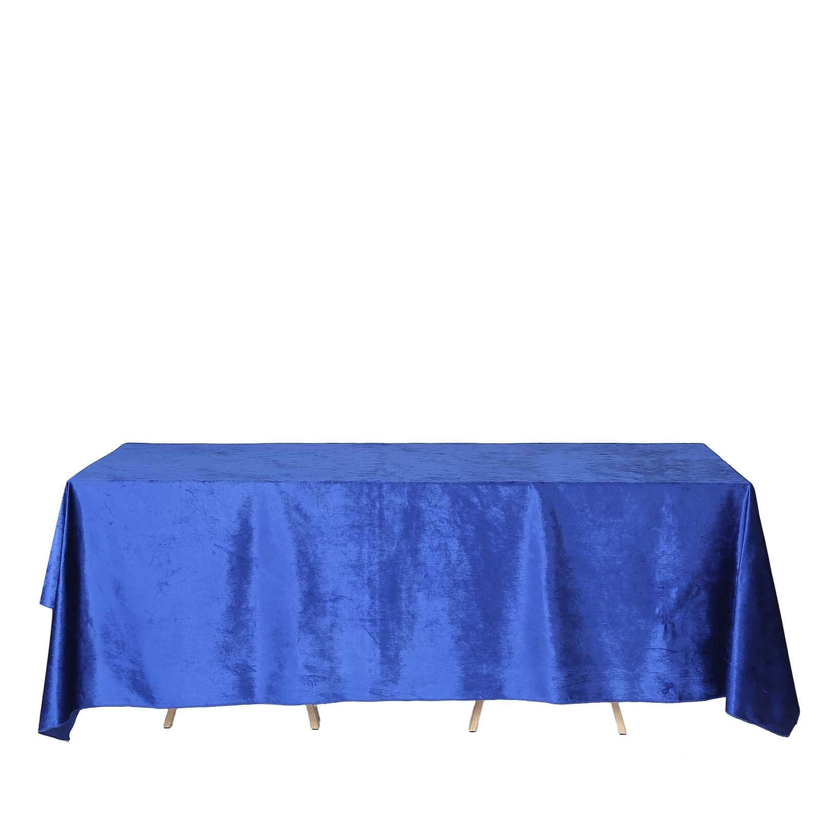 Premium Velvet 90"x132" Rectangle Tablecloth Royal Blue - Reusable Soft & Seamless Table Cover - Linen Luxes